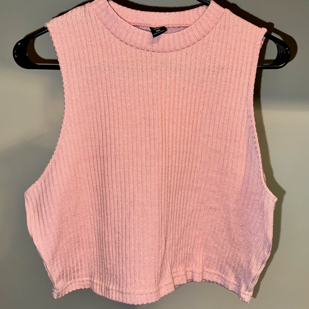 Shein Curve Mock Neck Crop Top - Pink - 3XL
